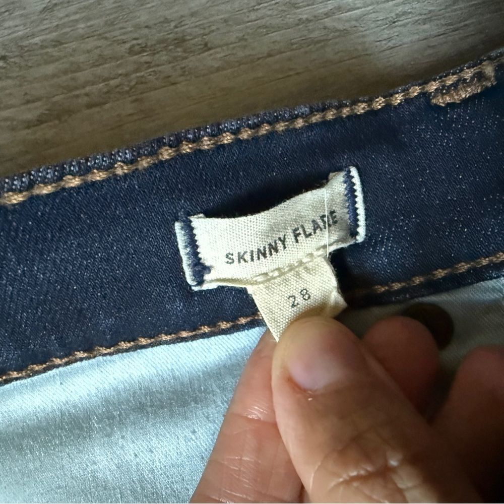 Madewell Skinny Flare Jeans 28 Waist Dark Wash Raw Hem - Picture 6 of 10
